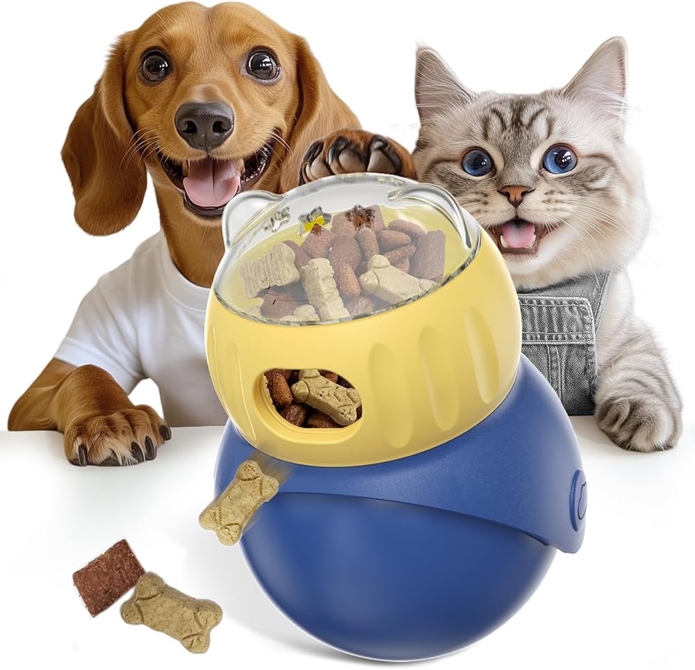 Interactive slow feeder wobble toy for dogs and cats